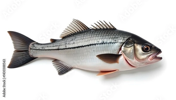 Obraz Raw Seabass isolated on white background