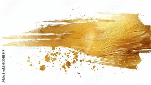 Fototapeta Gold shiny glowing rectangle frame with golden brush strokes isolated on white background. Golden luxury line border for invitation, card, sale, fashion, wedding, photo etc. Vector illustration,