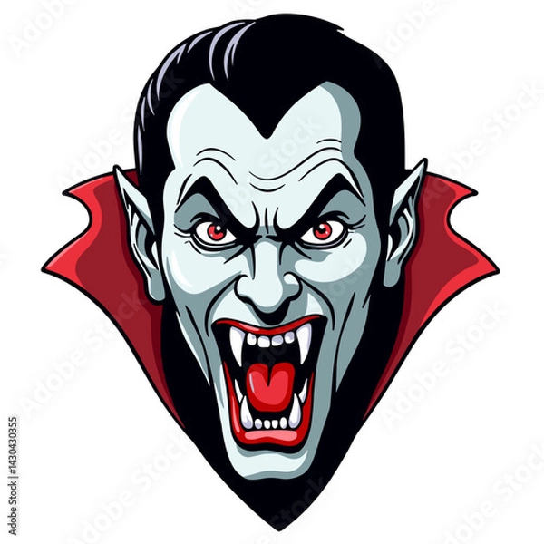 Fototapeta Fierce vampire showing fangs in bold pop art style, Halloween fun