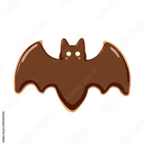 Fototapeta Bat-shaped cookie illustration in pop art style, Halloween vibes