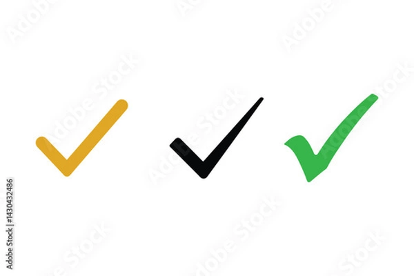 Fototapeta Collection of Checkmarks Gold, Black, and Green Check Icons - Perfect for Approval, Confirmation, and Completion