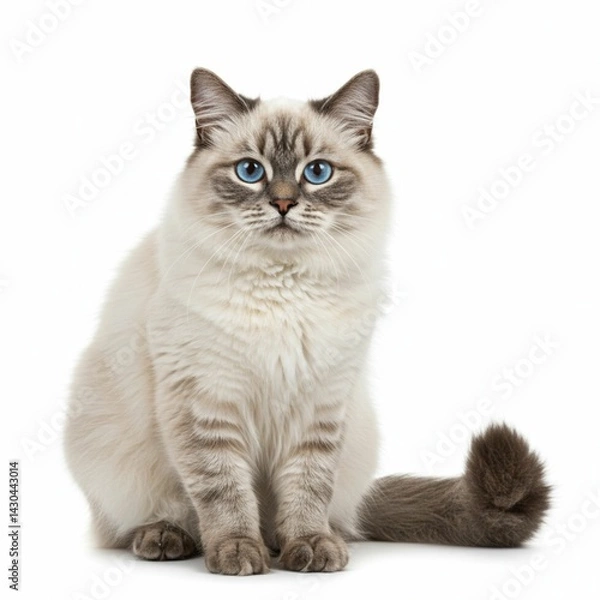 Obraz Majestic Fluffy Cat with White Paws in Striking Upright Position