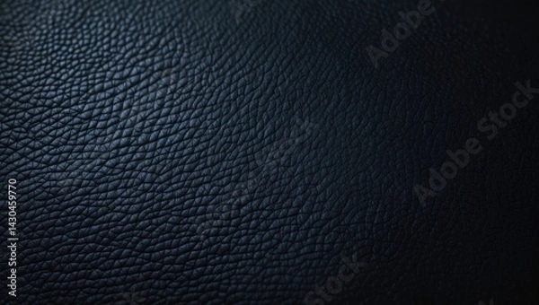 Fototapeta Detailed view of black leather surface with textured pattern