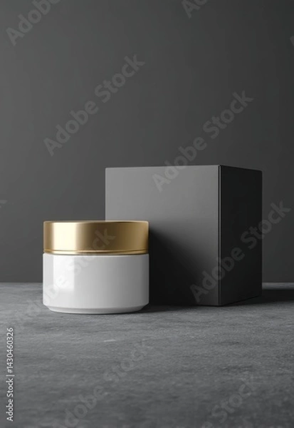 Fototapeta Mock up of High-end luxury cosmetic packaging design featuring a white square paper box, emphasizing elegance and sophistication in product presentation, showcasing both functionality and brand value.