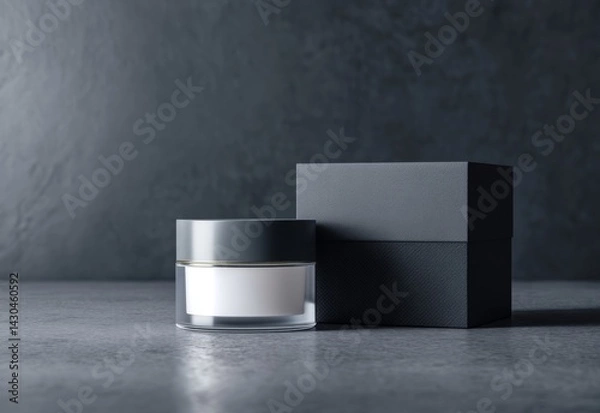 Fototapeta Mock up of High-end luxury cosmetic packaging design featuring a white square paper box, emphasizing elegance and sophistication in product presentation, showcasing both functionality and brand value.