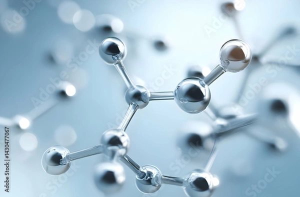 Fototapeta Close-up view of interconnected molecules highlighting the beauty of molecular structures in a scientific context, ideal for educational purposes.