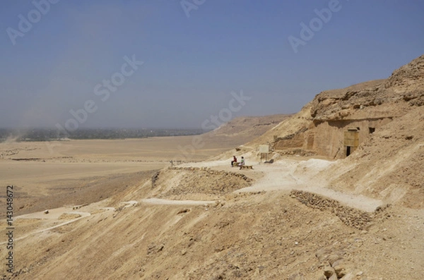 Obraz Landschaft bei den Felsengräber in Tell el Amarna