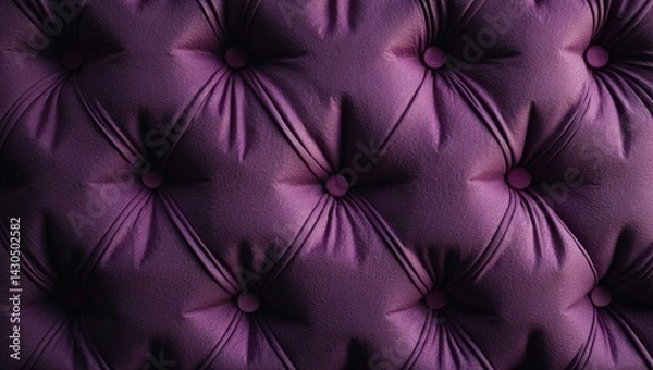 Obraz Luxurious purple capitone textile with vintage checkered diamond pattern and button tufting for wall and furniture decor