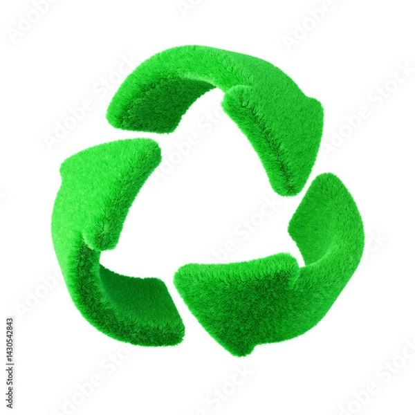 Fototapeta Plush recycle icon isolated on white background. 3d design element.