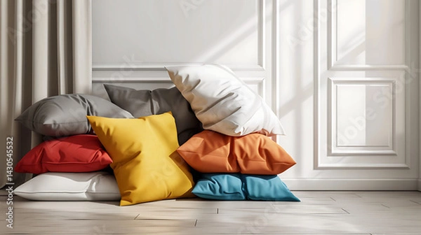 Obraz Stacked pillows mockup
