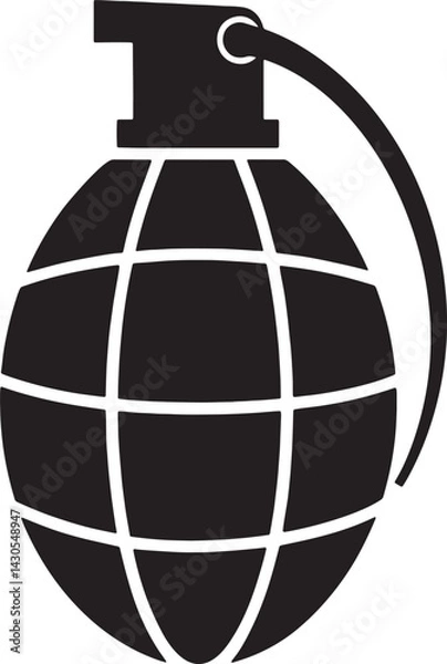 Obraz Old hand grenade silhouette vector on white background