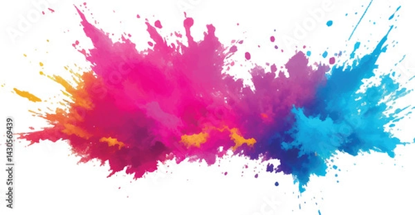 Fototapeta Dynamic and Expressive Watercolor Splash with Bright, Radiant Brush Streaks and Aquarelle Stains, Creating a Colorful and Lively Burst of Colors Against a Crisp White Canvas.
