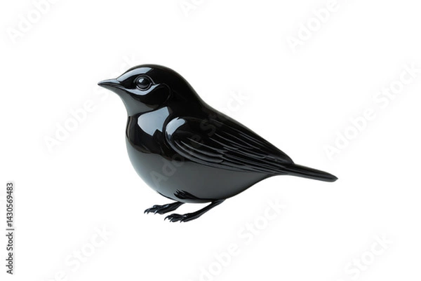 Fototapeta Elegant black and gray glass bird sculpture with glossy surface, capturing sleek and minimalist charm, isolated on a transparent background