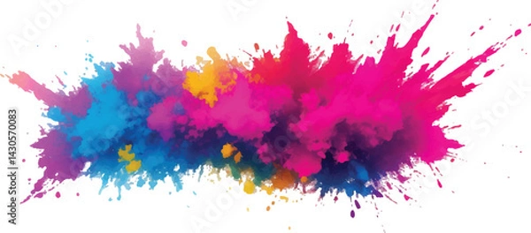 Fototapeta A Vibrant and Bold Watercolor Explosion Featuring Colorful Stains, Splashes, and Brush Strokes on a Clean, White Background, Showcasing a Modern and Abstract Artistic Style.
