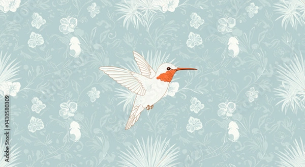 Obraz Hummingbird in Floral Vintage Pattern