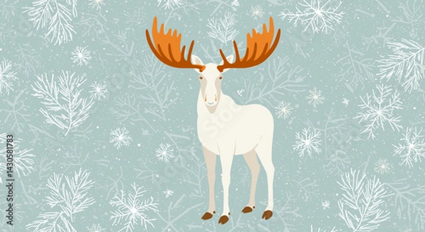 Obraz Moose illustration with snowflakes