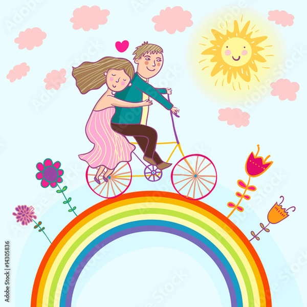 Obraz Romantic summer illustration - cartoon vector