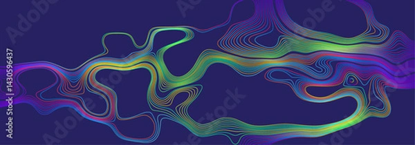 Fototapeta Colorful Abstract Lines on Deep Blue Background - Vector Illustration