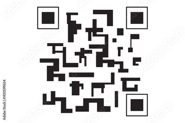 Fototapeta scan icon and QR code on white background, vector illustration.