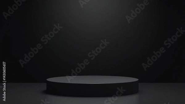 Fototapeta empty black stage circle podium backdrop features futuristic product display sleek modern platform vector style