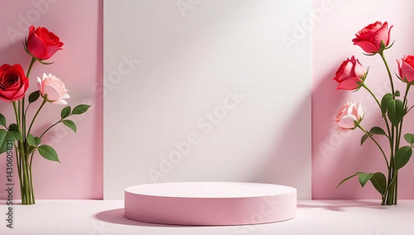 Fototapeta empty podium colorful mother day background mother day place