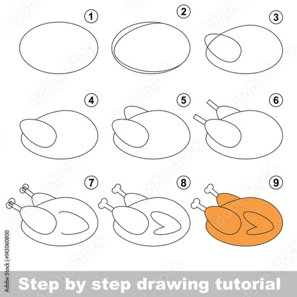 Fototapeta Drawing tutorial for preschool children.