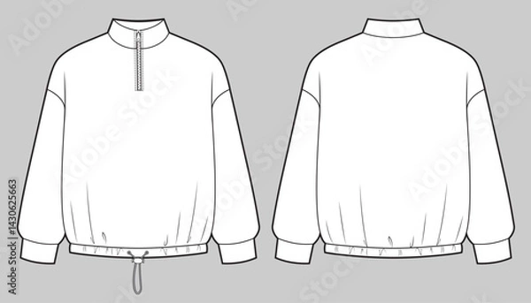 Obraz Mans half zipper sweatshirt with drawstring on bottom.