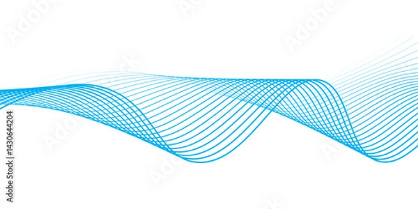 Fototapeta Vector abstract background with dynamic blue waves modern line