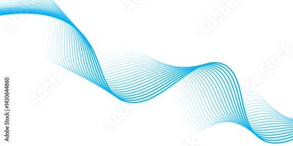 Fototapeta Vector abstract background with dynamic blue waves modern line