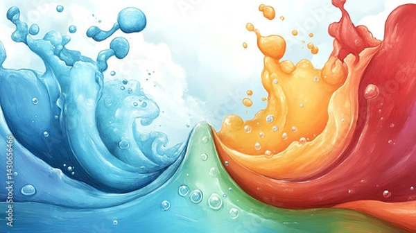 Obraz A vibrant splash of colors merging in a dynamic wave design, creating an engaging visual experience