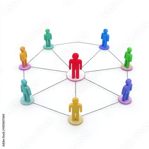 Fototapeta 3d network of people connected isolated on white background