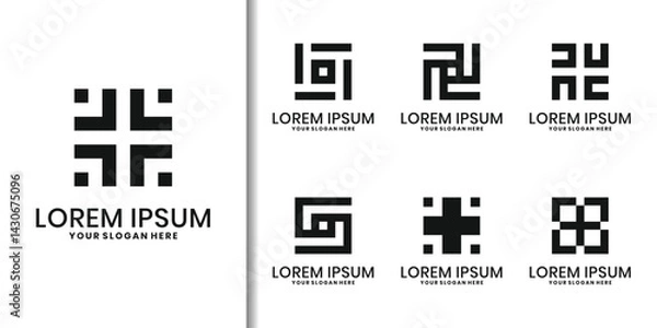 Fototapeta Abstract geometric square logo set with minimal modern design