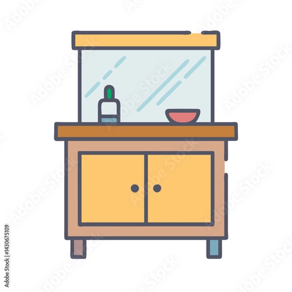 Fototapeta Colorful illustration of a vanity cabinet with mirror