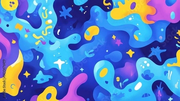 Fototapeta Abstract colorful shapes, vibrant fluid forms, cosmic design.