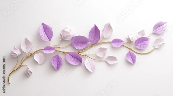 Fototapeta Elegant paper flowers arrangement on white background.  Possible use  Spring design inspiration