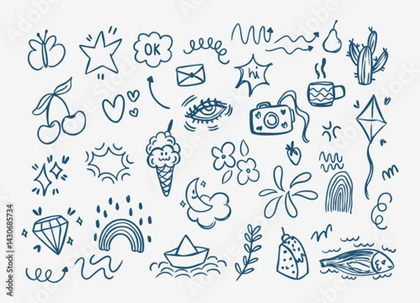 Obraz hand drawn line doodles elements collection.