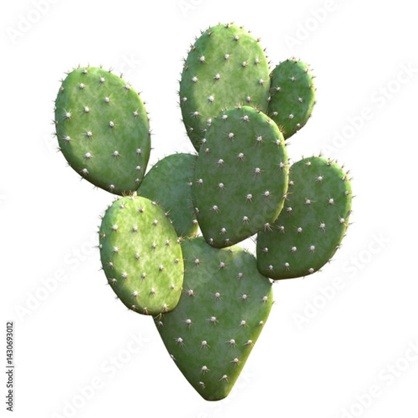 Fototapeta Green prickly pear cactus pads closeup view desert plant nature flora