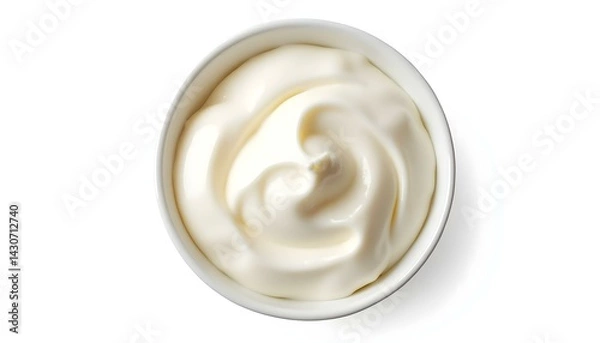 Fototapeta Yogurt Isolated on White Background, Top View