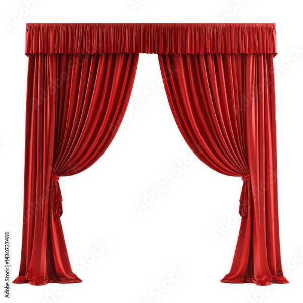 Fototapeta Red velvet stage curtain under spotlight with theater backdrop