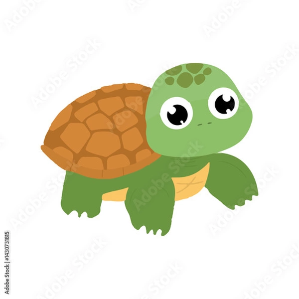 Obraz Kawaii turtle character design illustration. kawaaii, cute turtles. Cute sea turtle cartoon isolated on white background Vector illustration