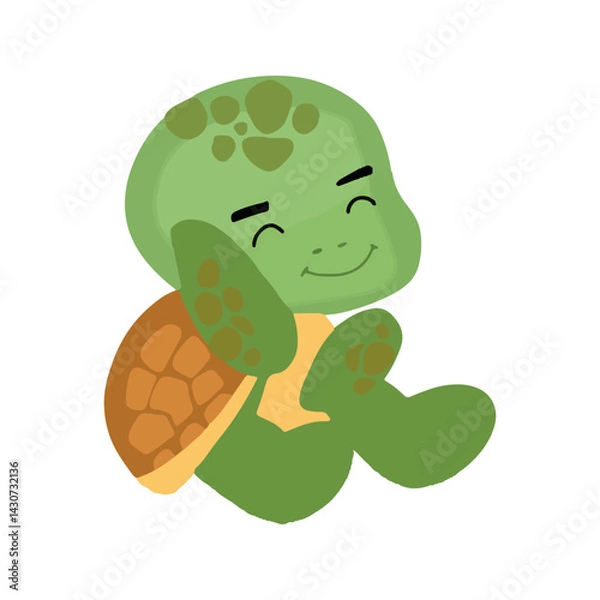 Obraz Kawaii turtle character design illustration. kawaaii, cute turtles. Cute sea turtle cartoon isolated on white background Vector illustration