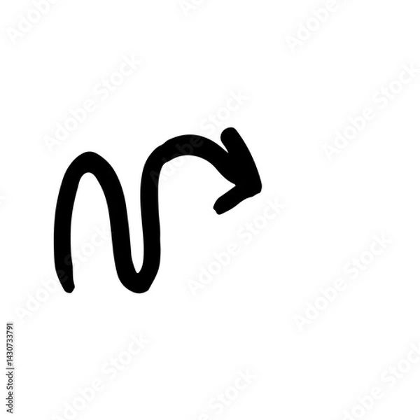 Obraz Black arrow scribble. Arrow drawn with black marker on white background,Hand drawn vector arrows doodle on white background. Bold brush drawn arrows. 