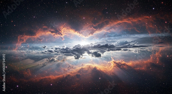 Obraz Cosmic nebula with vibrant colors and starry background  