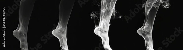 Fototapeta Three types of smoke are emerging from a pipe on a black background