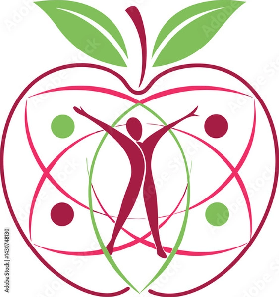 Obraz Abstract apple logo, stylized human figure, vibrant colors, minimalist design, organic shapes