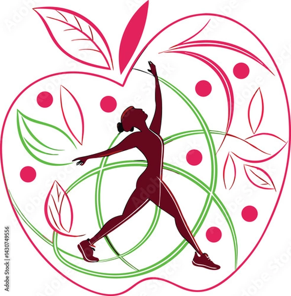 Obraz Abstract apple logo, stylized human figure, vibrant colors, minimalist design, organic shapes