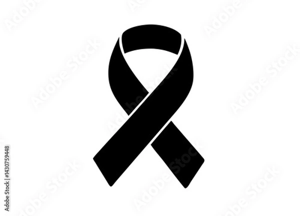 Fototapeta Vector Illustration of a Black Mourning Ribbon Symbolizing Remembrance and Solidarity