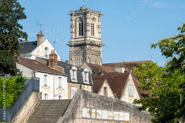 Obraz view of the old town of Clamecy with the Saint-Martin Church, France