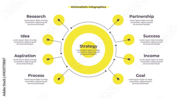 Fototapeta Business infographic template. Goal chart with eight options, steps. Vector chart.