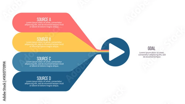 Fototapeta Business infographic template. Arrow chart with four options, steps. Vector chart.